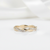 Yellow Gold Twist Infinity Wedding Ring Band-Black Diamonds New York