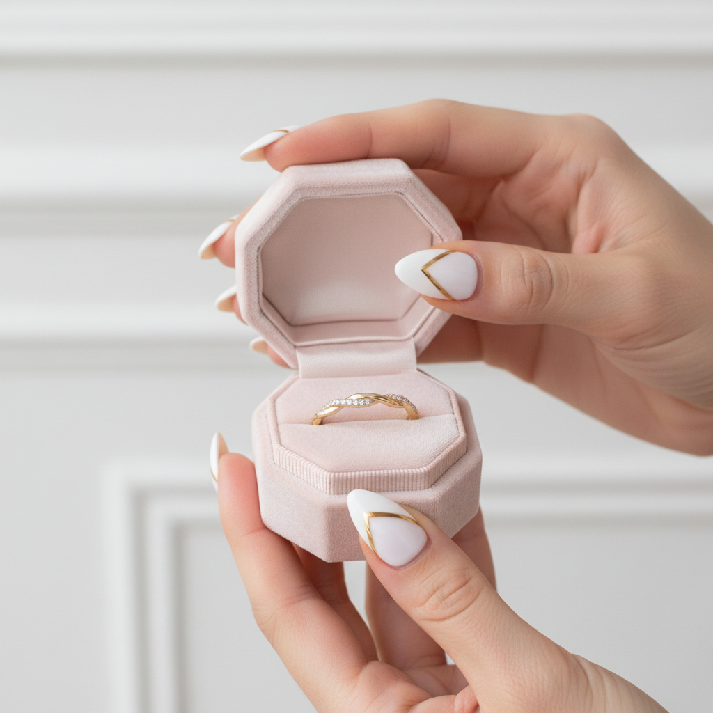 Yellow Gold Twist Infinity Wedding Ring Band-Black Diamonds New York