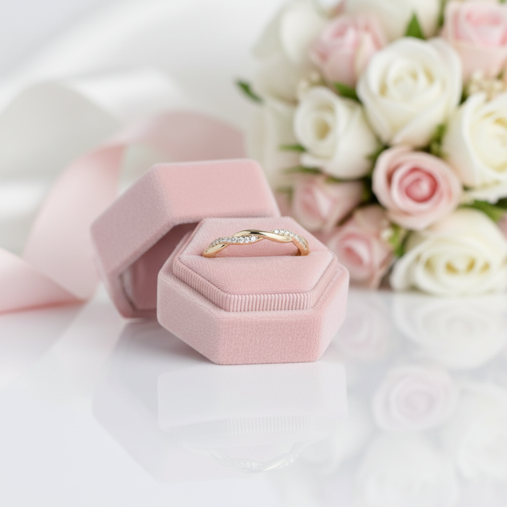 Yellow Gold Twist Infinity Wedding Ring Band-Black Diamonds New York