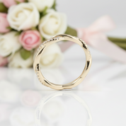 Yellow Gold Twist Infinity Wedding Ring Band-Black Diamonds New York