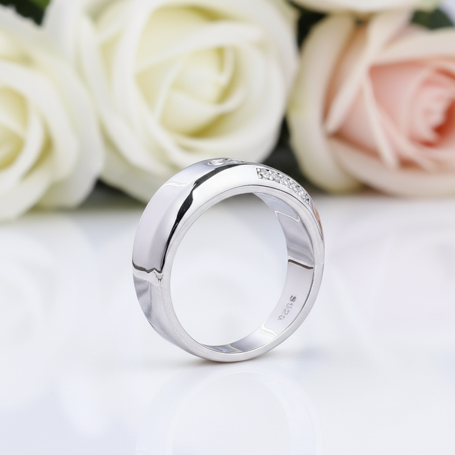 Yellow Gold & White Gold Classic Men's Wedding Band-Black Diamonds New York