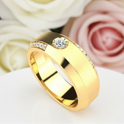 Yellow Gold & White Gold Classic Men's Wedding Band-Black Diamonds New York
