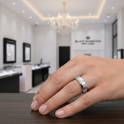 Yellow Gold & White Gold Classic Men's Wedding Band-Black Diamonds New York