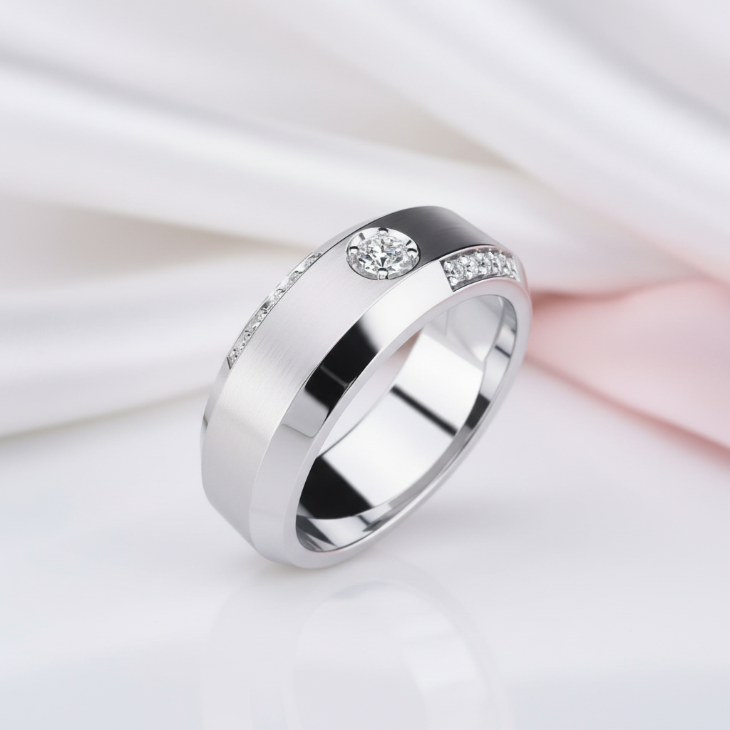 Yellow Gold & White Gold Classic Men's Wedding Band-Black Diamonds New York