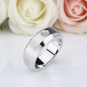 Yellow Gold & White Gold Classic Men's Wedding Band-Black Diamonds New York