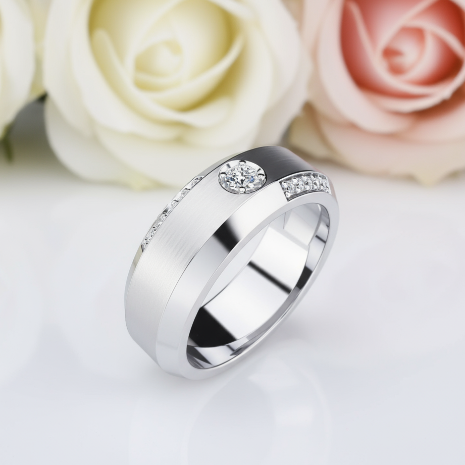 Yellow Gold & White Gold Classic Men's Wedding Band-Black Diamonds New York