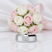 Yellow Gold & White Gold Classic Men's Wedding Band-Black Diamonds New York