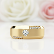 Yellow Gold & White Gold Classic Men's Wedding Band-Black Diamonds New York