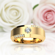 Yellow Gold & White Gold Classic Men's Wedding Band-Black Diamonds New York