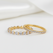 Yellow Gold Women's Stackable Wedding Band Set-Black Diamonds New York