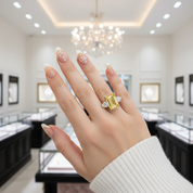 Yellow Sapphire 4.0ct Emerald Cut Three Stone Engagement Ring-Black Diamonds New York