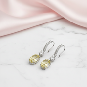 Yellow Sapphire 4.0ct Oval Cut Diamond Option Drop Earrings-Black Diamonds New York
