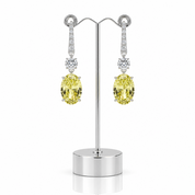 Yellow Sapphire 4.0ct Oval Cut Diamond Option Drop Earrings-Black Diamonds New York