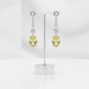 Yellow Sapphire 4.0ct Oval Cut Diamond Option Drop Earrings-Black Diamonds New York
