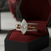 You & Me Rings- 14K Rose Gold Gothic Wedding Rings-Black Diamonds New York