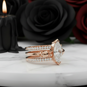 You & Me Rings- 14K Rose Gold Gothic Wedding Rings-Black Diamonds New York