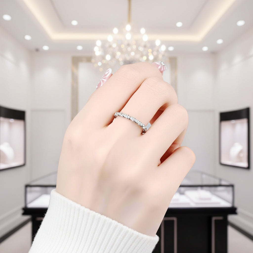 0.056 Ct Diamond Twisted Eternity Stackable Wedding Promise Band-Black Diamonds New York