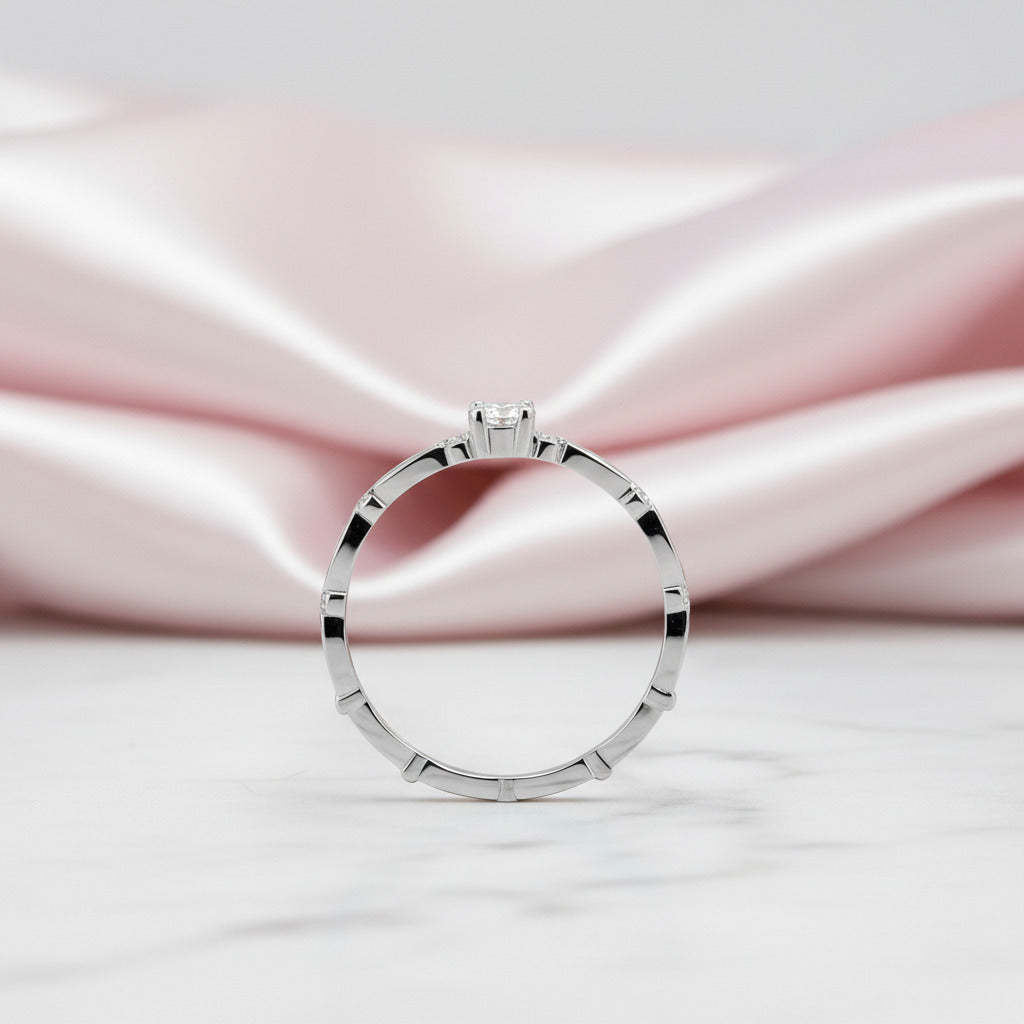 0.10 Ct Round Cut Diamond Option Dainty Ring-Black Diamonds New York
