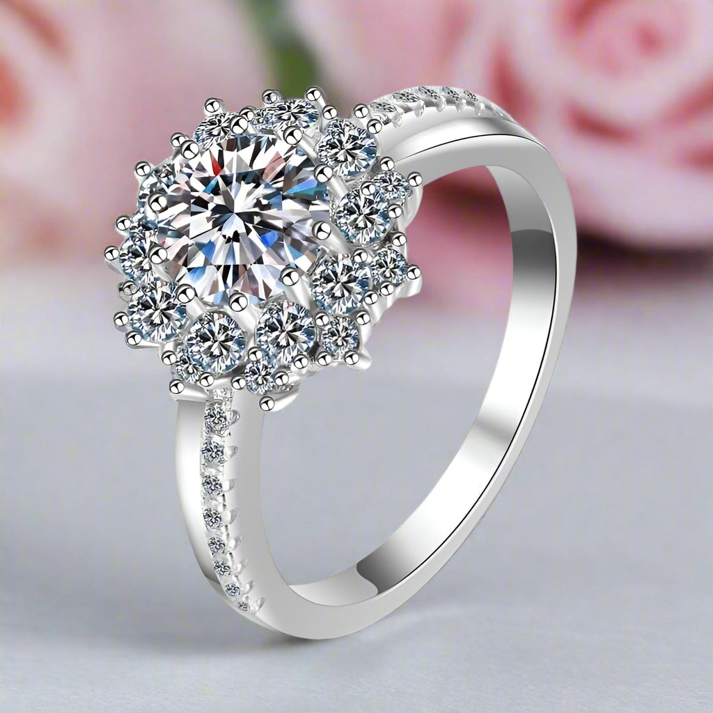 0.5-1CT Diamond Flower Engagement Ring-Black Diamonds New York