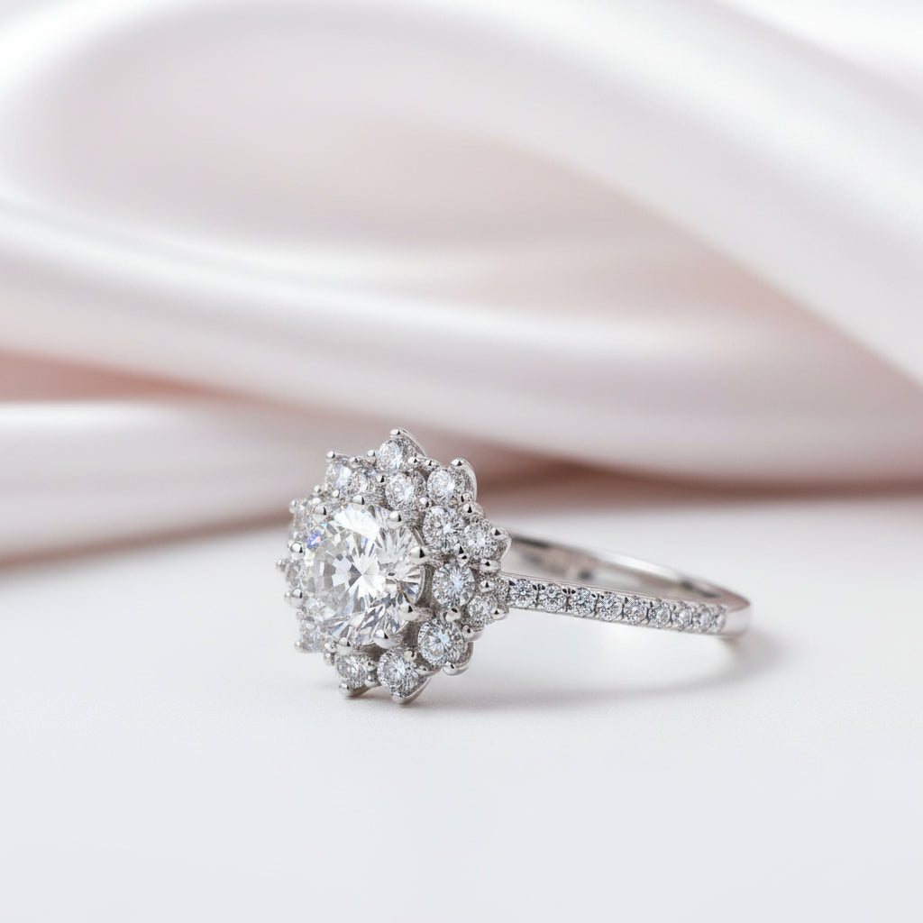 0.5-1CT Diamond Option Flower Engagement Ring-Black Diamonds New York