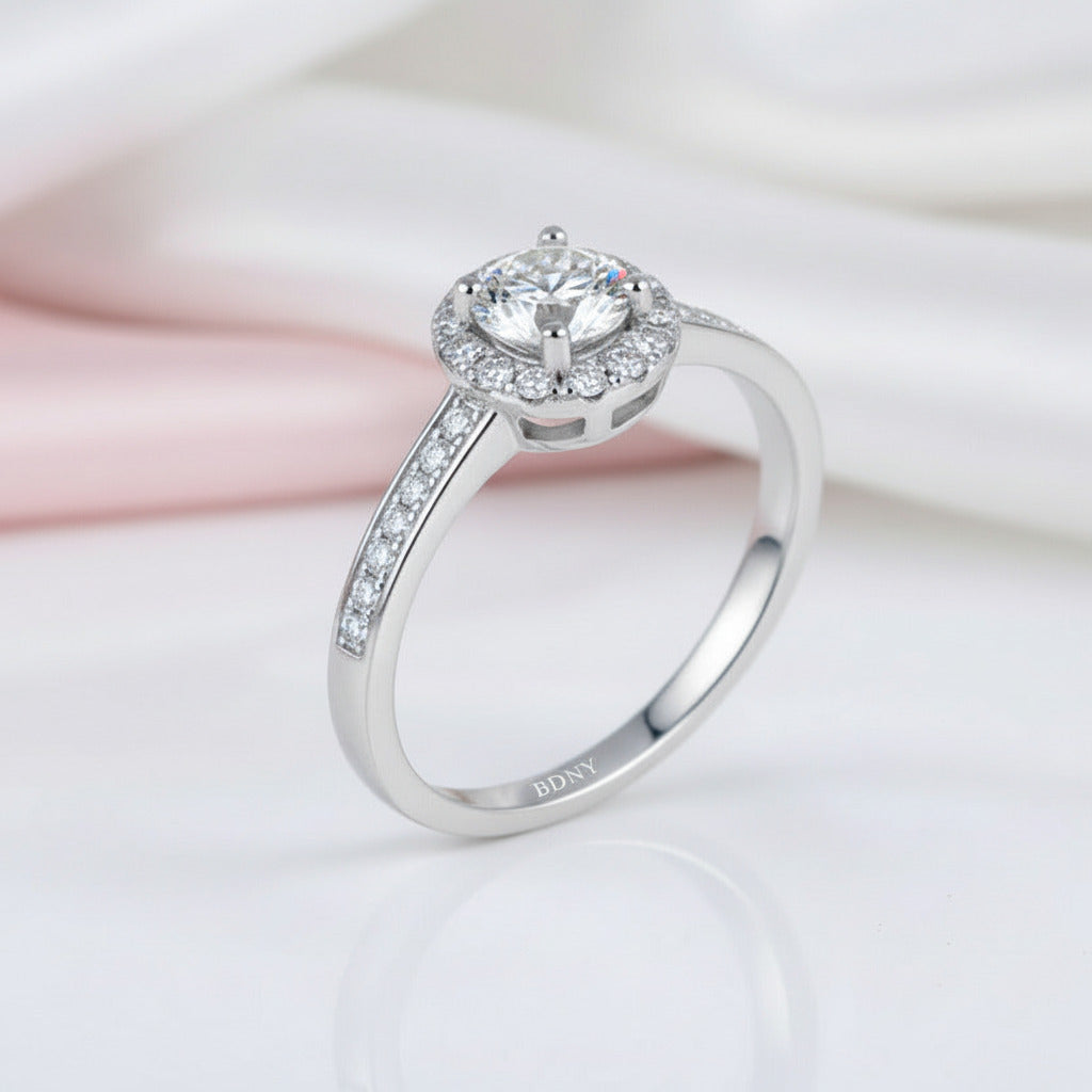 0.5Ct VVS1 Diamond Option Halo Engagement Ring-Black Diamonds New York