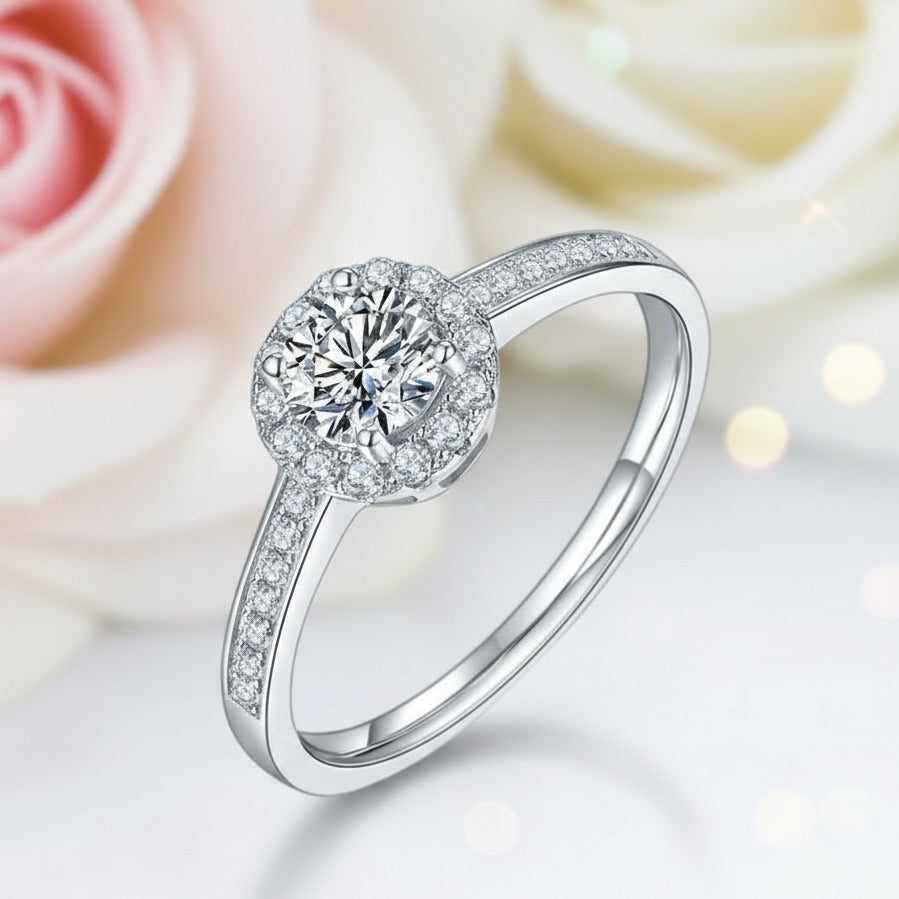 0.5Ct VVS1 Diamond Halo Engagement Ring-Black Diamonds New York