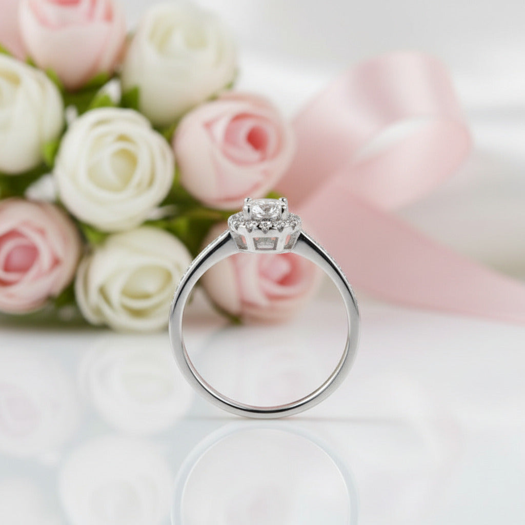 0.5Ct VVS1 Diamond Option Halo Engagement Ring-Black Diamonds New York