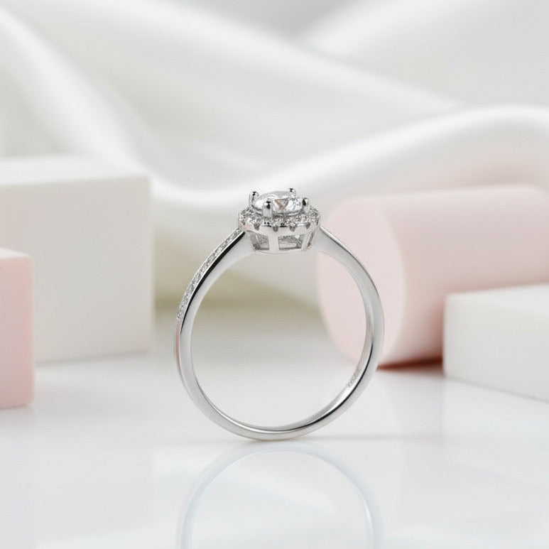 0.5Ct VVS1 Diamond Halo Engagement Ring-Black Diamonds New York