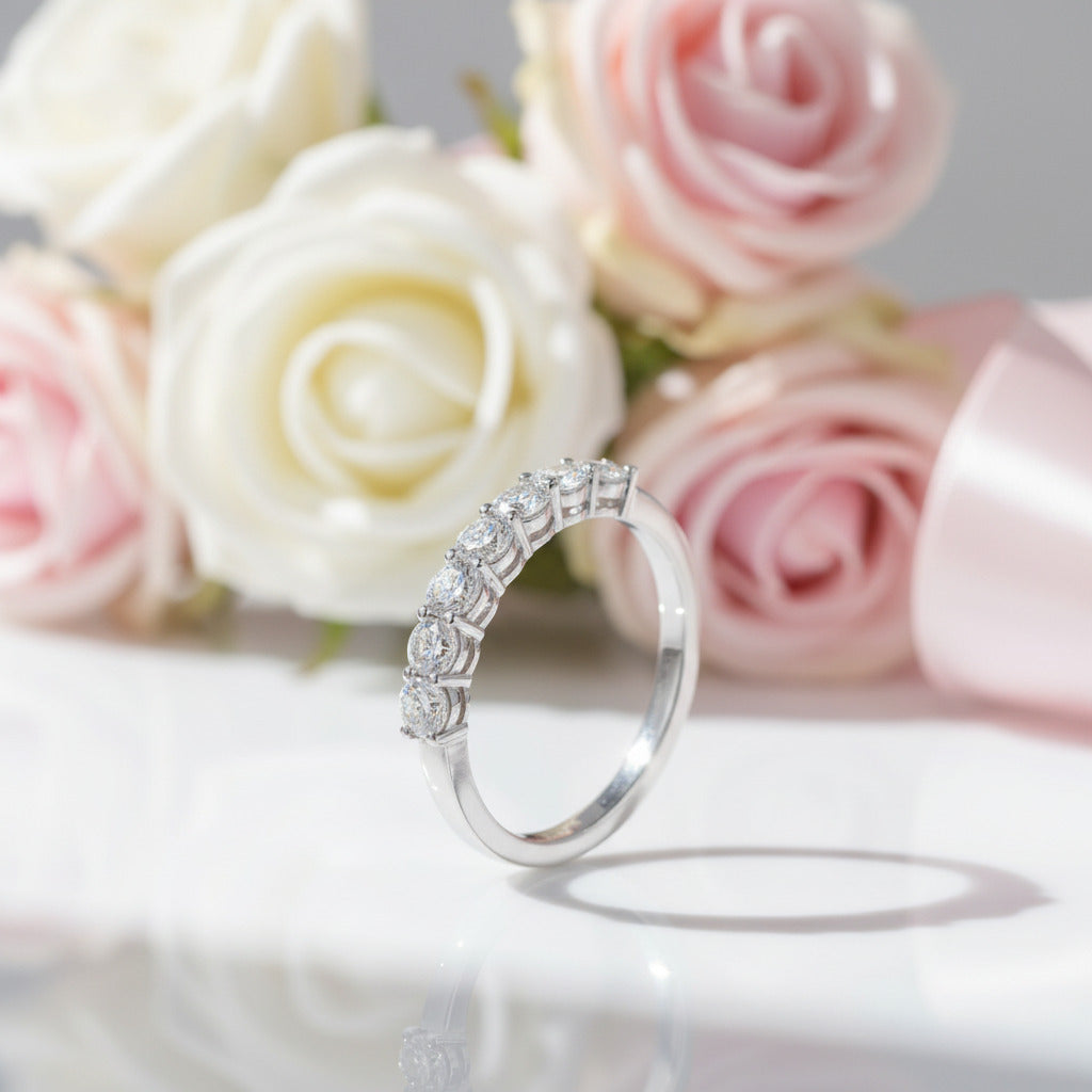 0.7Ct VVS1 Half Eternity Band Diamond Wedding Ring-Black Diamonds New York