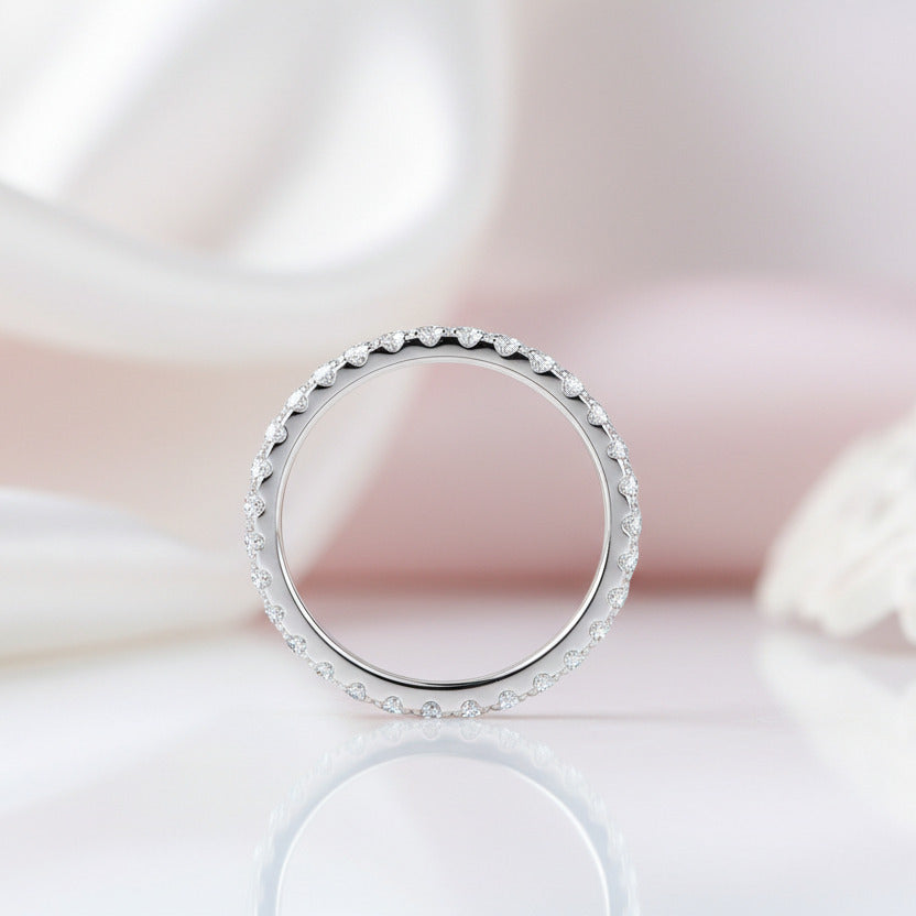 0.9ct 2mm Diamond Option Full Eternity Wedding Band-Black Diamonds New York