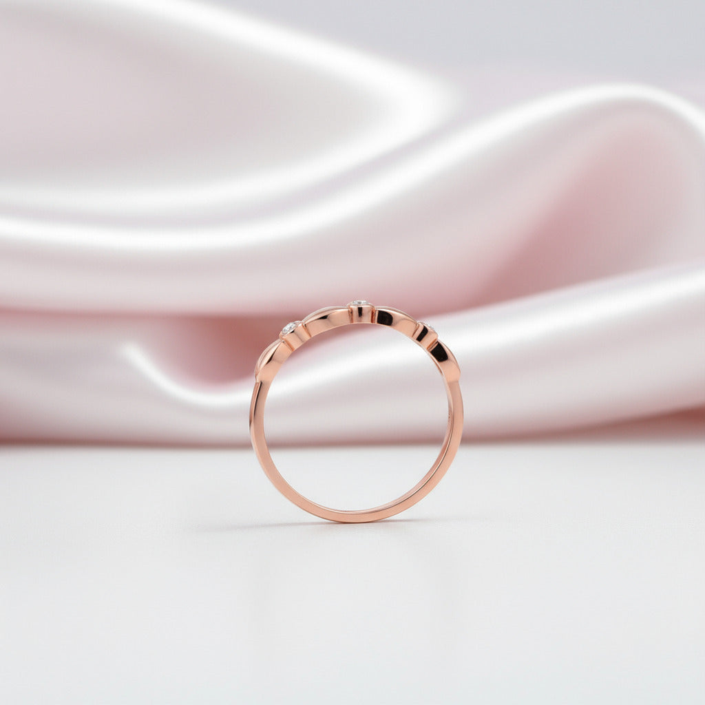 0.03 Ct Diamond 14K Rose Gold Stackable Ring-Black Diamonds New York