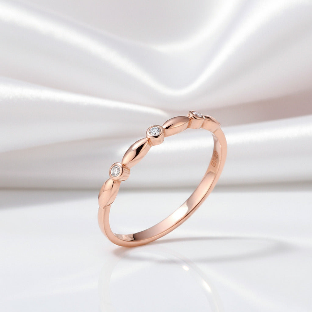 0.03 Ct Diamond 14K Rose Gold Stackable Ring-Black Diamonds New York