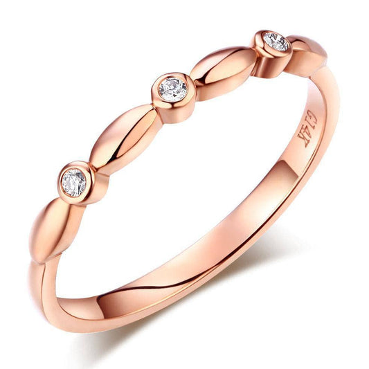 0.03ct Diamond 14K Rose Gold Stackable Ring - Black Diamonds New York