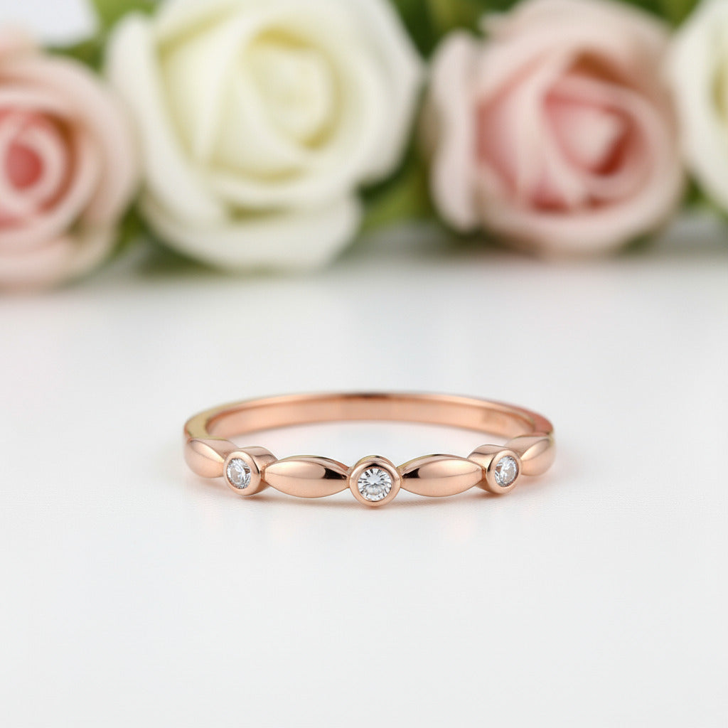 0.03 Ct Diamond 14K Rose Gold Stackable Ring-Black Diamonds New York