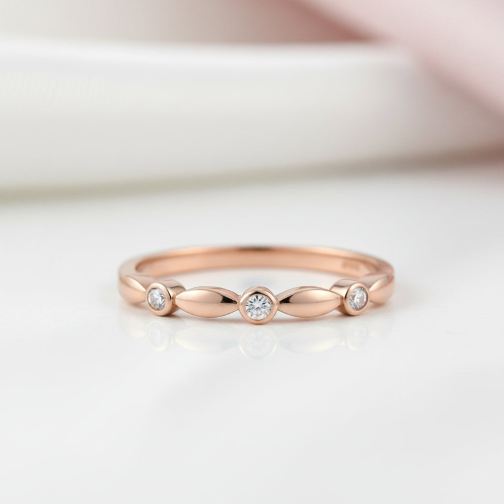 0.03 Ct Diamond Option 14K Rose Gold Stackable Ring-Black Diamonds New York
