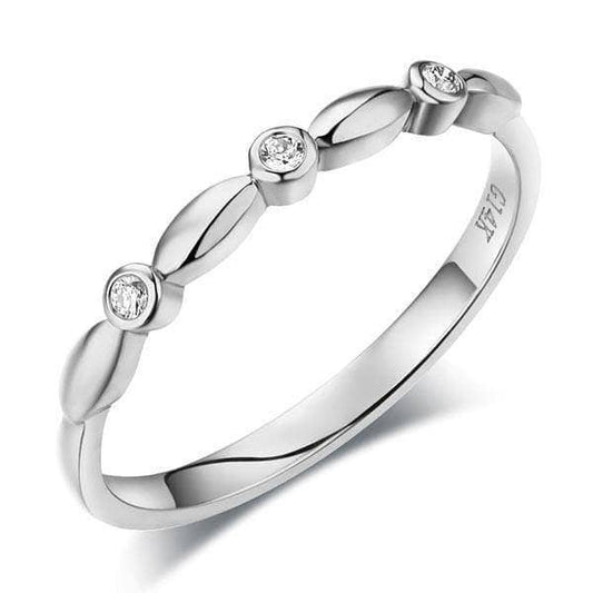 0.03ct Natural Diamond 14K White Gold Stackable Ring - Black Diamonds New York