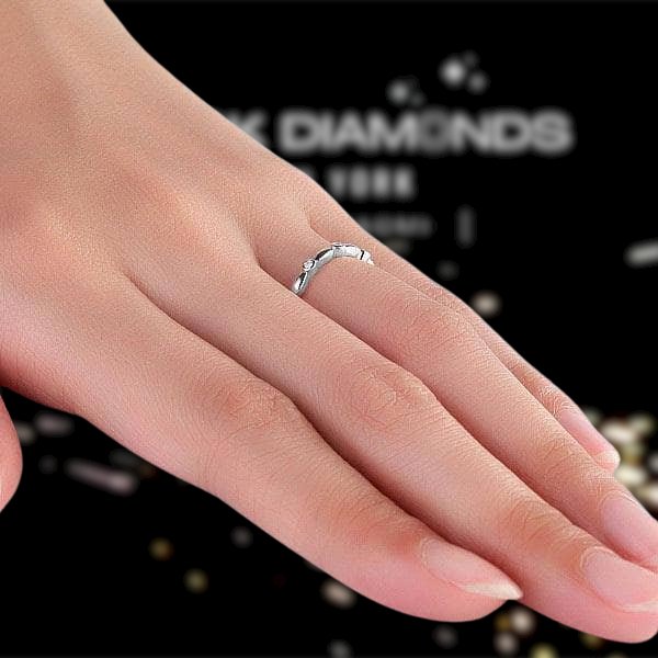 0.03ct Natural Diamond 14K White Gold Stackable Ring-Black Diamonds New York