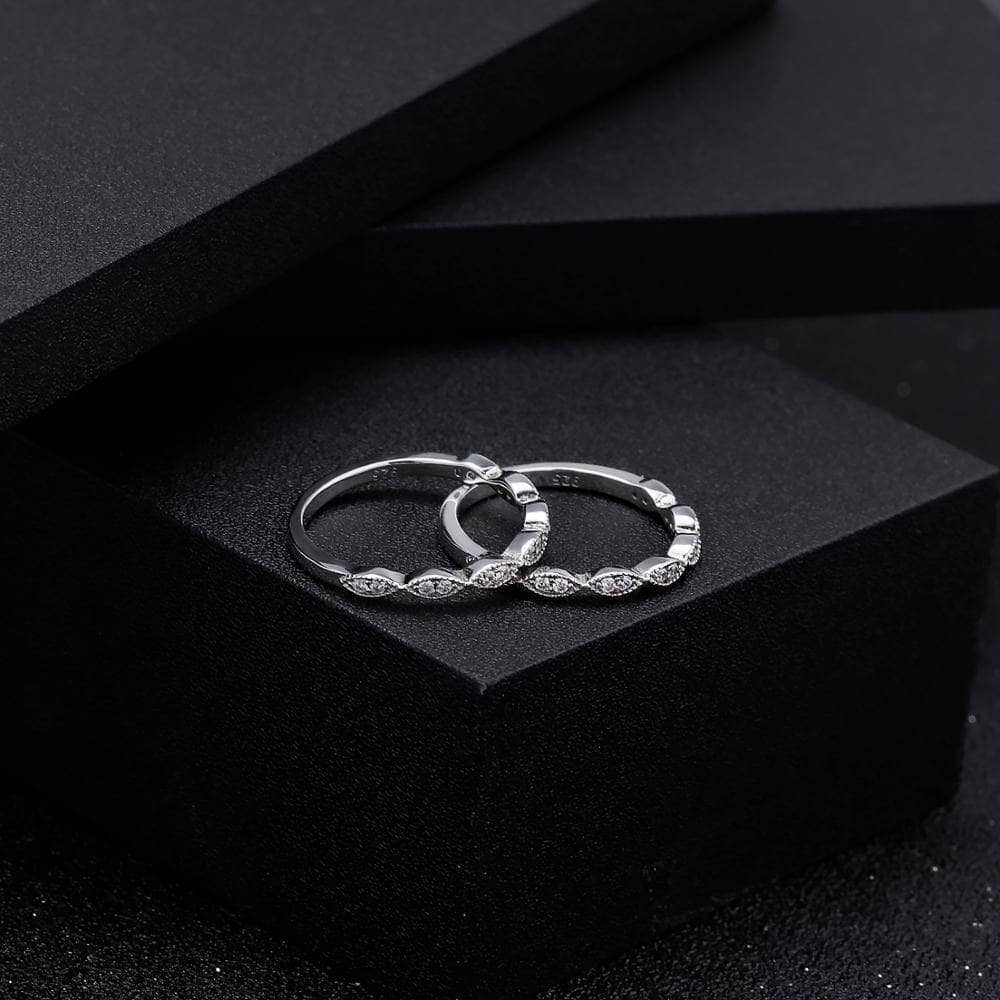 0.08Ct 1.2mm Half Eternity Art Deco Moissanite Ring-Black Diamonds New York