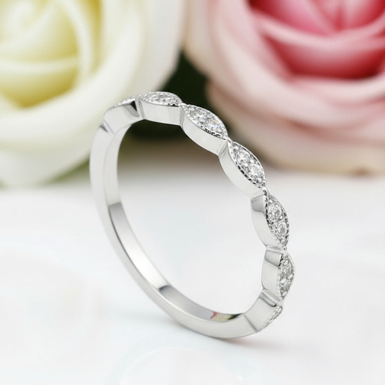 1.2mm Half Eternity Art Deco Diamond Ring-Black Diamonds New York