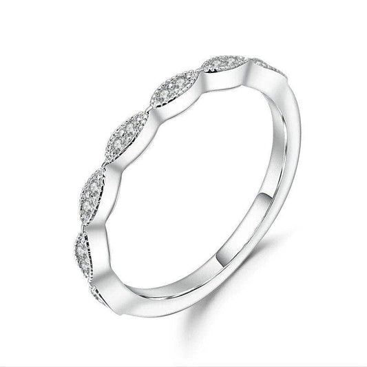 0.08Ct 1.2mm Half Eternity Art Deco Moissanite Ring-Black Diamonds New York