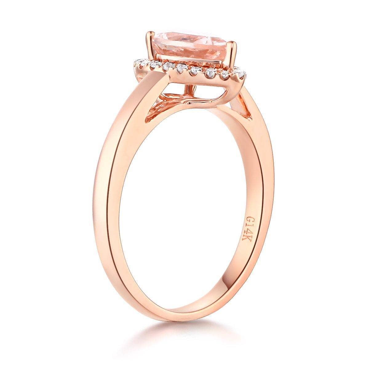 0.11 CT Natural Diamond 14K Rose Gold Peach Morganite Ring - Black Diamonds New York