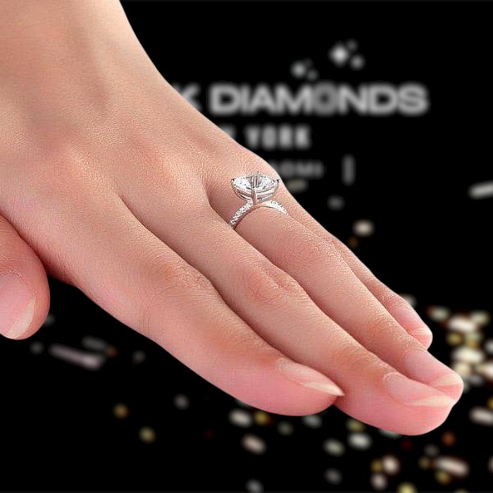 0.12ct Natural Diamond 14K White Gold 2.5 ct Topaz Ring-Black Diamonds New York