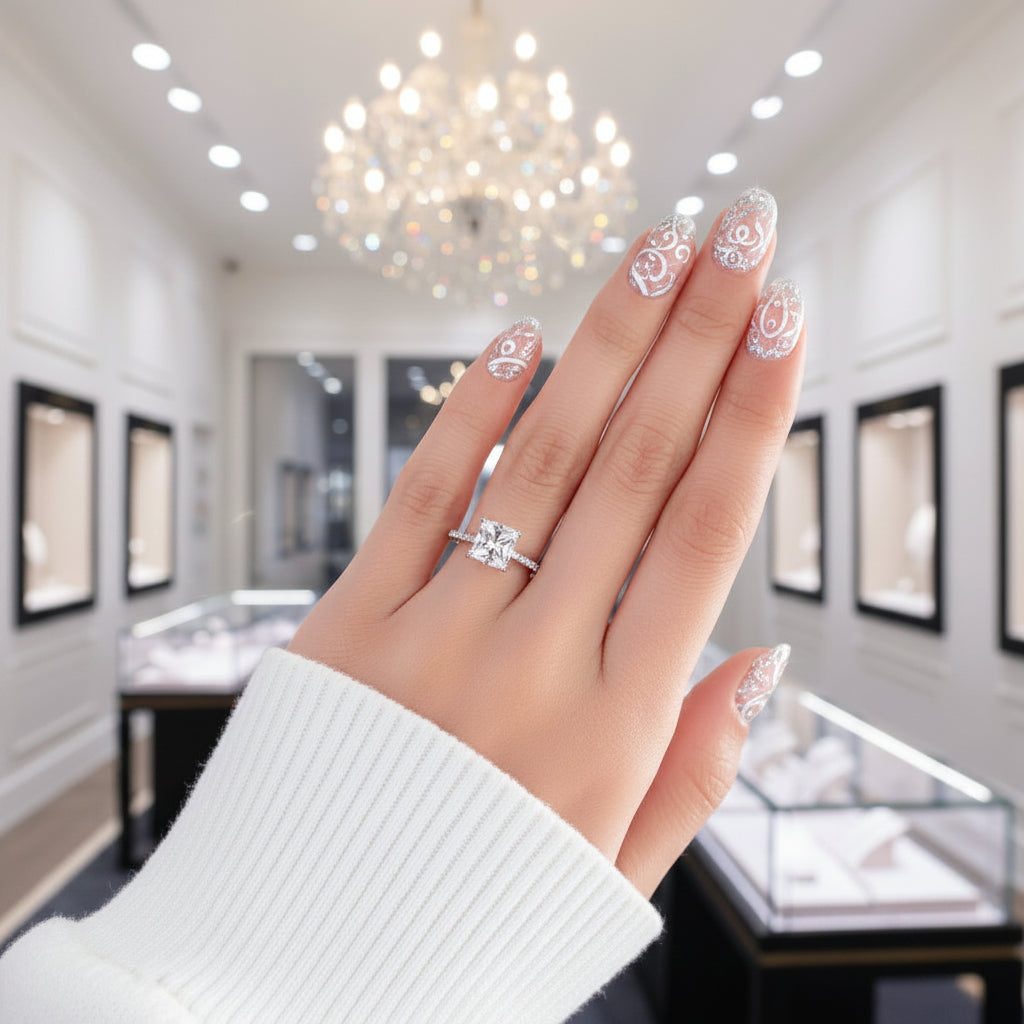 14k White Gold 2.5 ct Topaz Diamond Option Ring-Black Diamonds New York