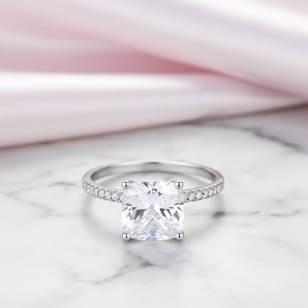 14k White Gold 2.5 ct Topaz Diamond Option Ring-Black Diamonds New York