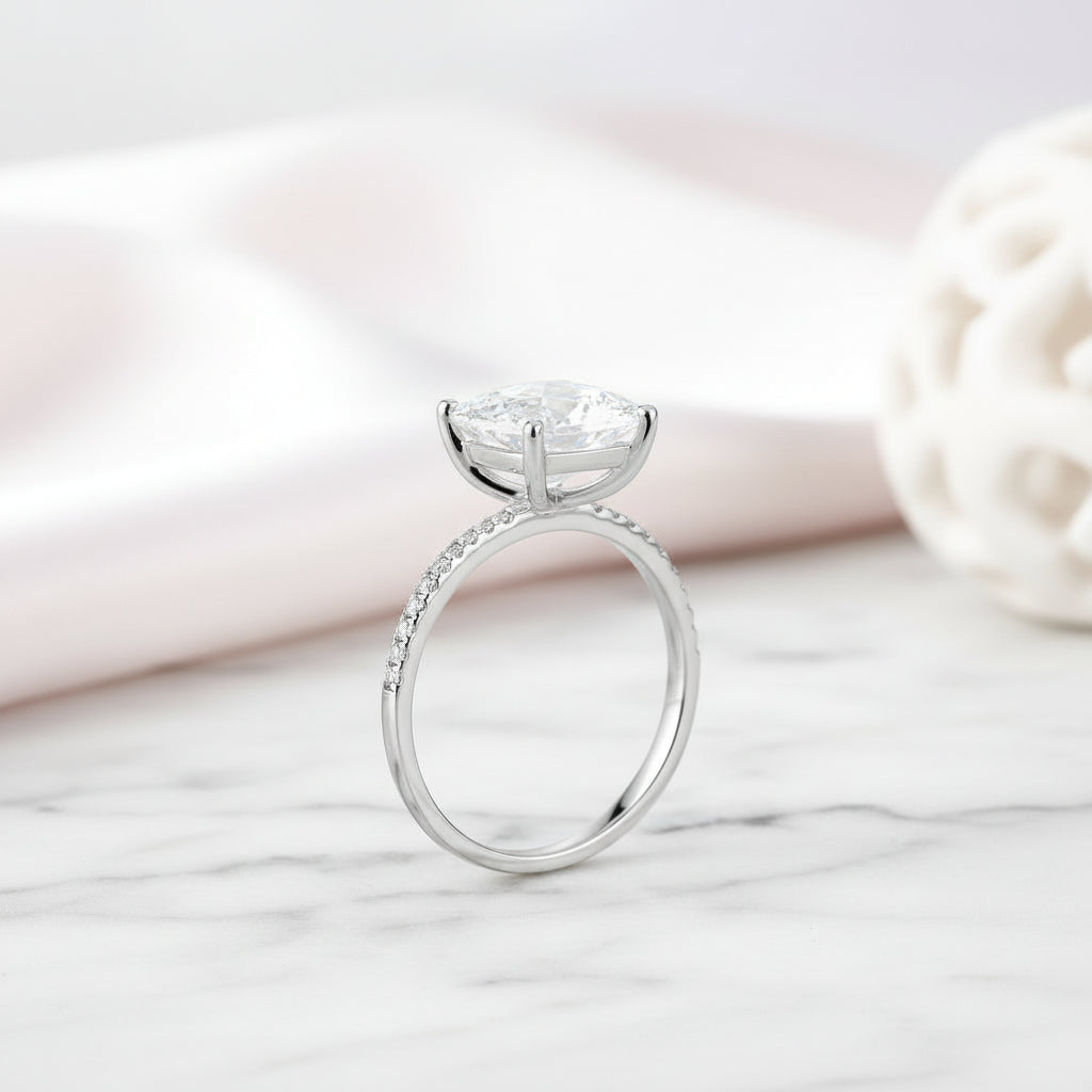 14k White Gold 2.5 ct Topaz Diamond Option Ring-Black Diamonds New York