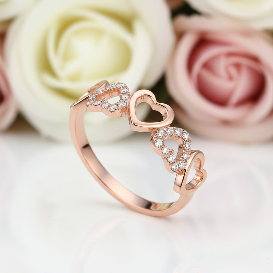 0.12ct Natural Diamond 14k Rose Gold Heart Ring-Black Diamonds New York