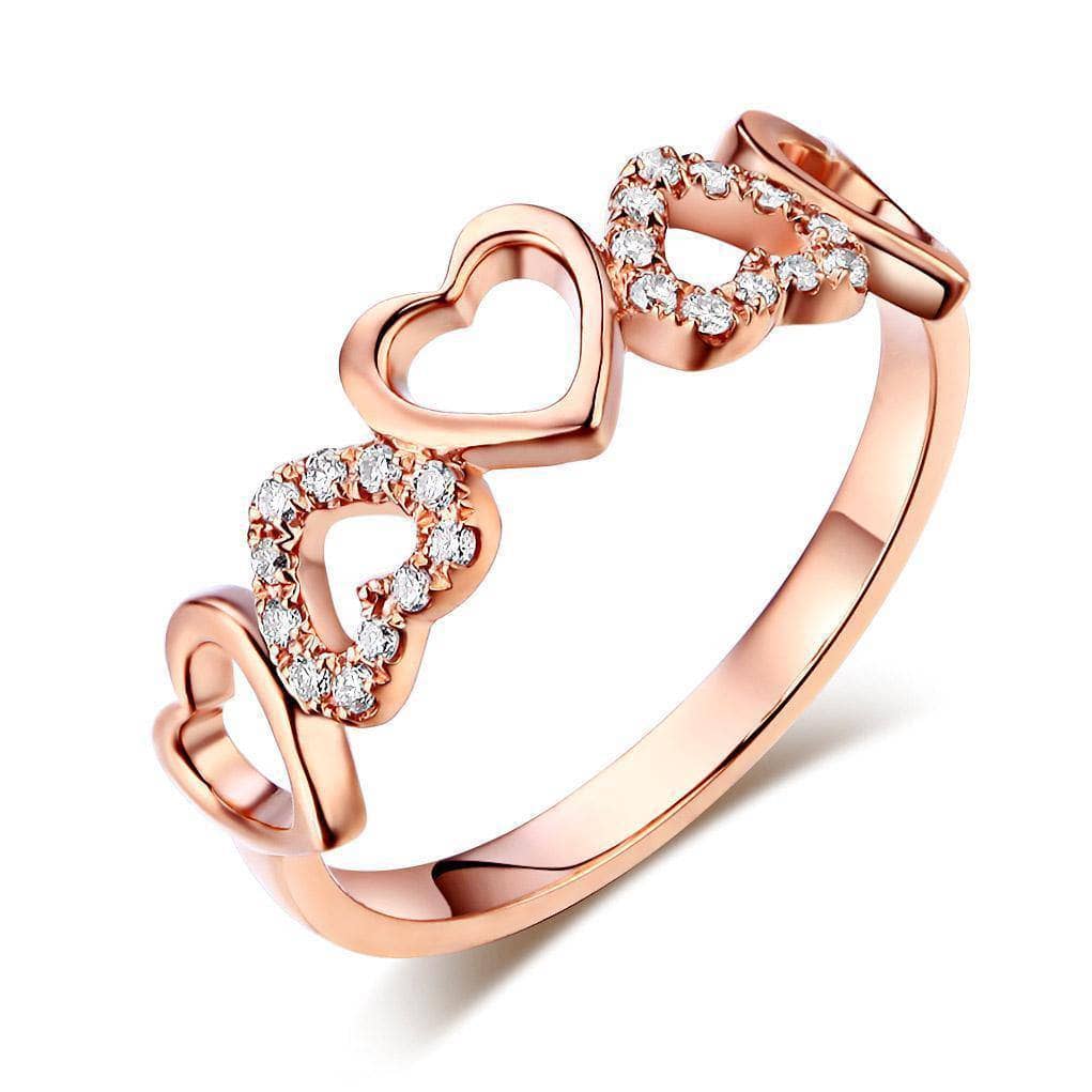 0.12ct Natural Diamonds 14K Rose Gold Heart Ring - Black Diamonds New York