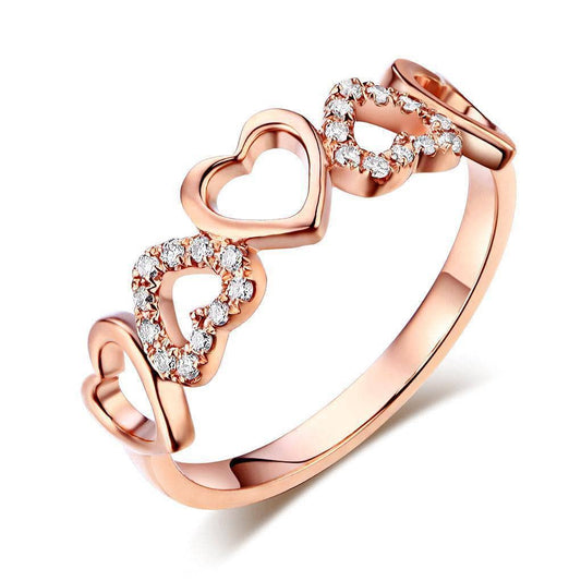 0.12ct Natural Diamonds 14K Rose Gold Heart Ring-Black Diamonds New York