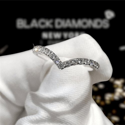 0.22ct Micro Round Cut D Color Moissanite Wedding Band-Black Diamonds New York