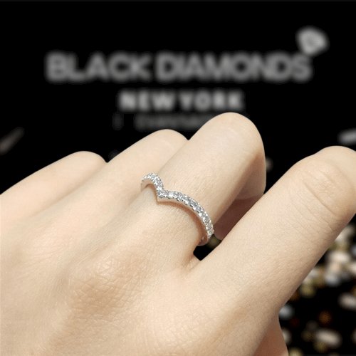 0.22ct Micro Round Cut D Color Moissanite Wedding Band - Black Diamonds New York